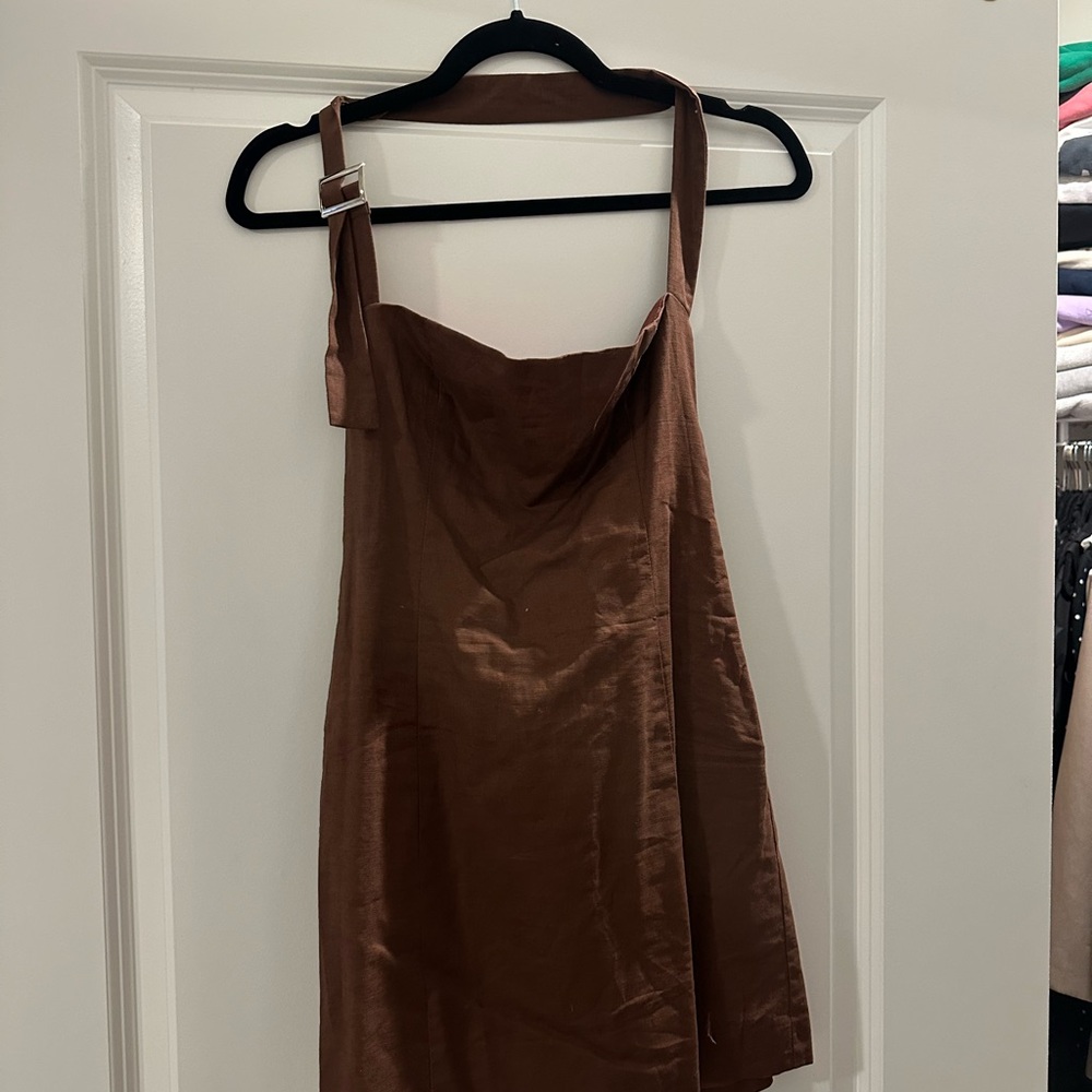 Peppermayo Brown Halter Mini Dress